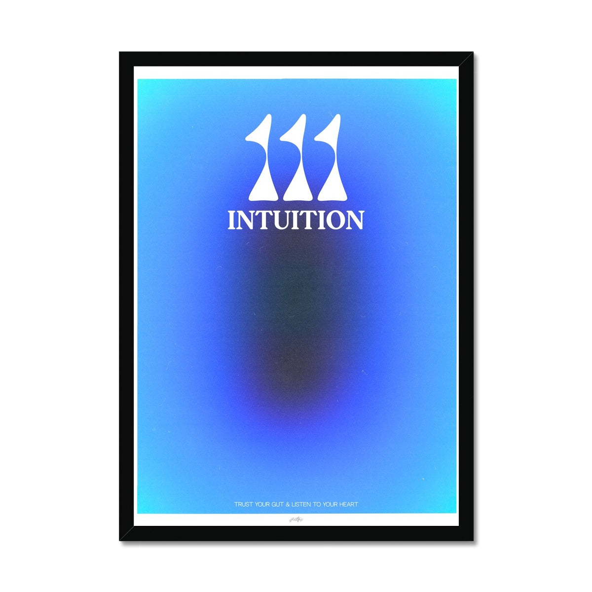 An angel number art print with a gradient aura. Add a touch of angel energy to your walls with a angel number auras. The perfect wall art posters to create a soft and dreamy aesthetic with your apartment or dorm decor. 111 Intuition: Trust Your Gut & Listen To Your Heart