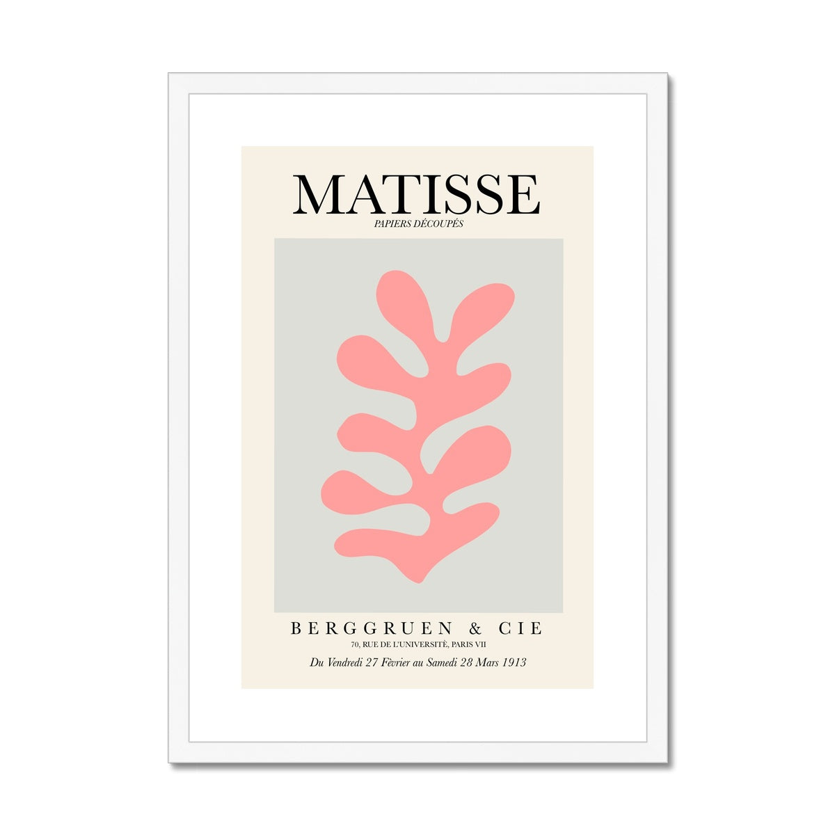 © les muses / Matisse wall art prints featuring flora cut outs or "Papiers Découpés" in a danish pastel style. Matisse exhibition posters with paper cut-outs. Berggruen & Cie museum prints for your gallery wall.