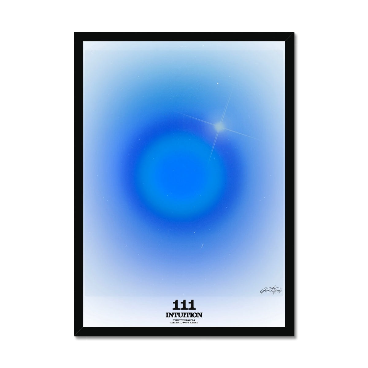 An angel number art print with a gradient aura. Add a touch of angel energy to your walls with a angel number auras. The perfect wall art posters to create a soft and dreamy aesthetic with your apartment or dorm decor. 111 Intuition: Trust Your Gut & Listen To Your Heart