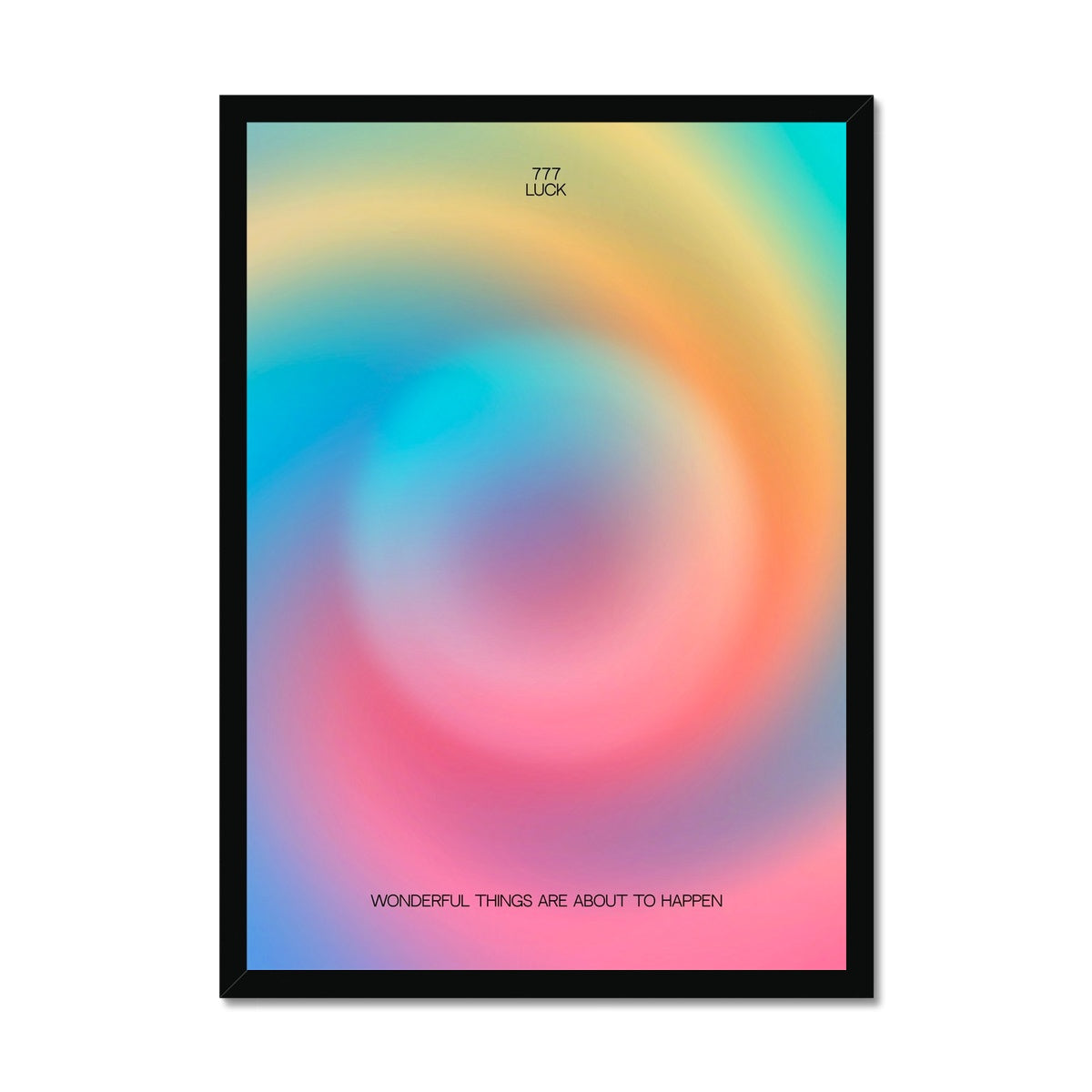 An angel number art print with a gradient aura. Add a touch of angel energy to your walls with a angel number auras. The perfect wall art posters to create a soft and dreamy aesthetic with your apartment or dorm decor. 777 Luck: Wonderful Things Are About To Happen