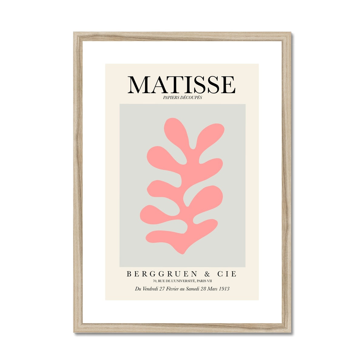 © les muses / Matisse wall art prints featuring flora cut outs or "Papiers Découpés" in a danish pastel style. Matisse exhibition posters with paper cut-outs. Berggruen & Cie museum prints for your gallery wall.