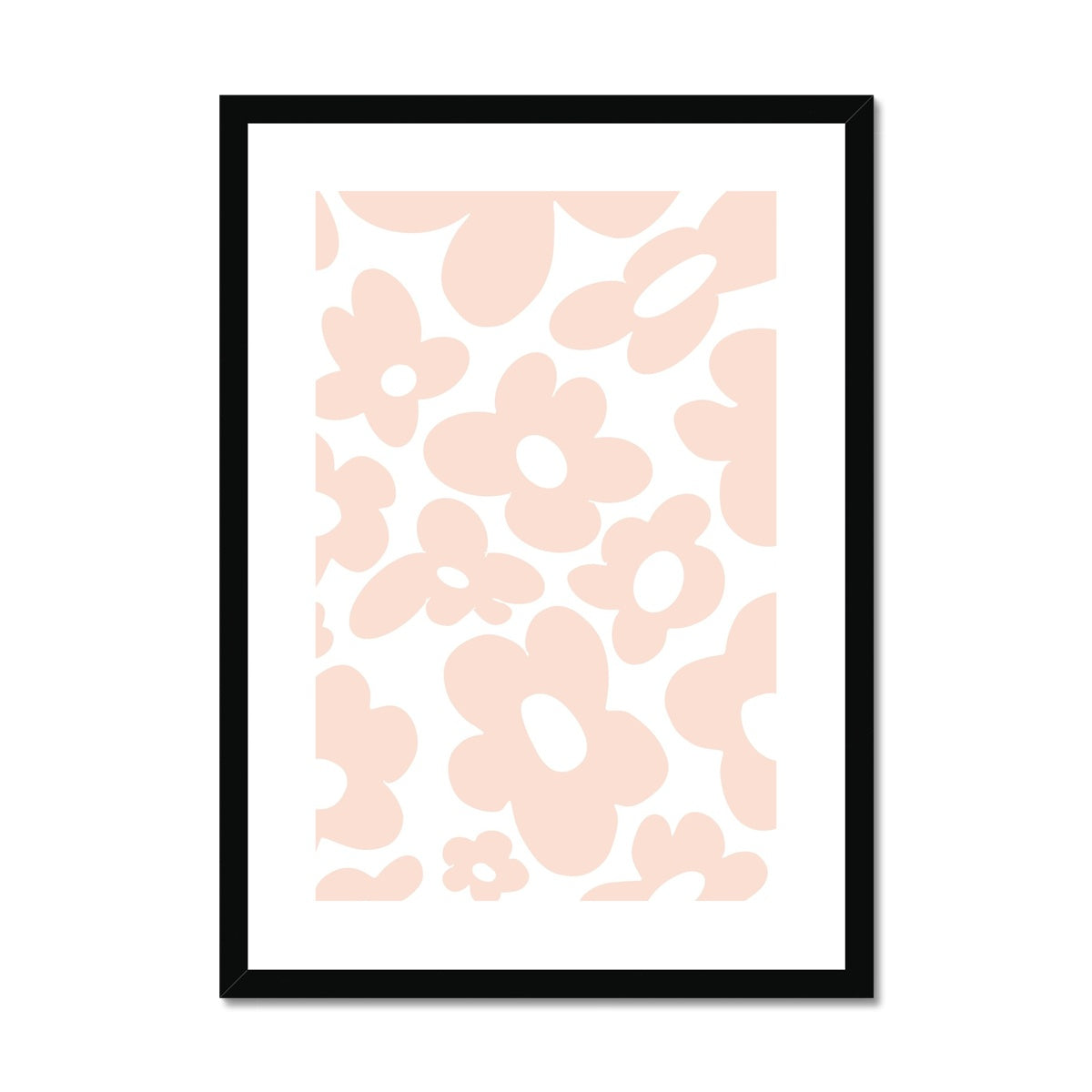 Retro flowers / Pink Framed & Mounted Print