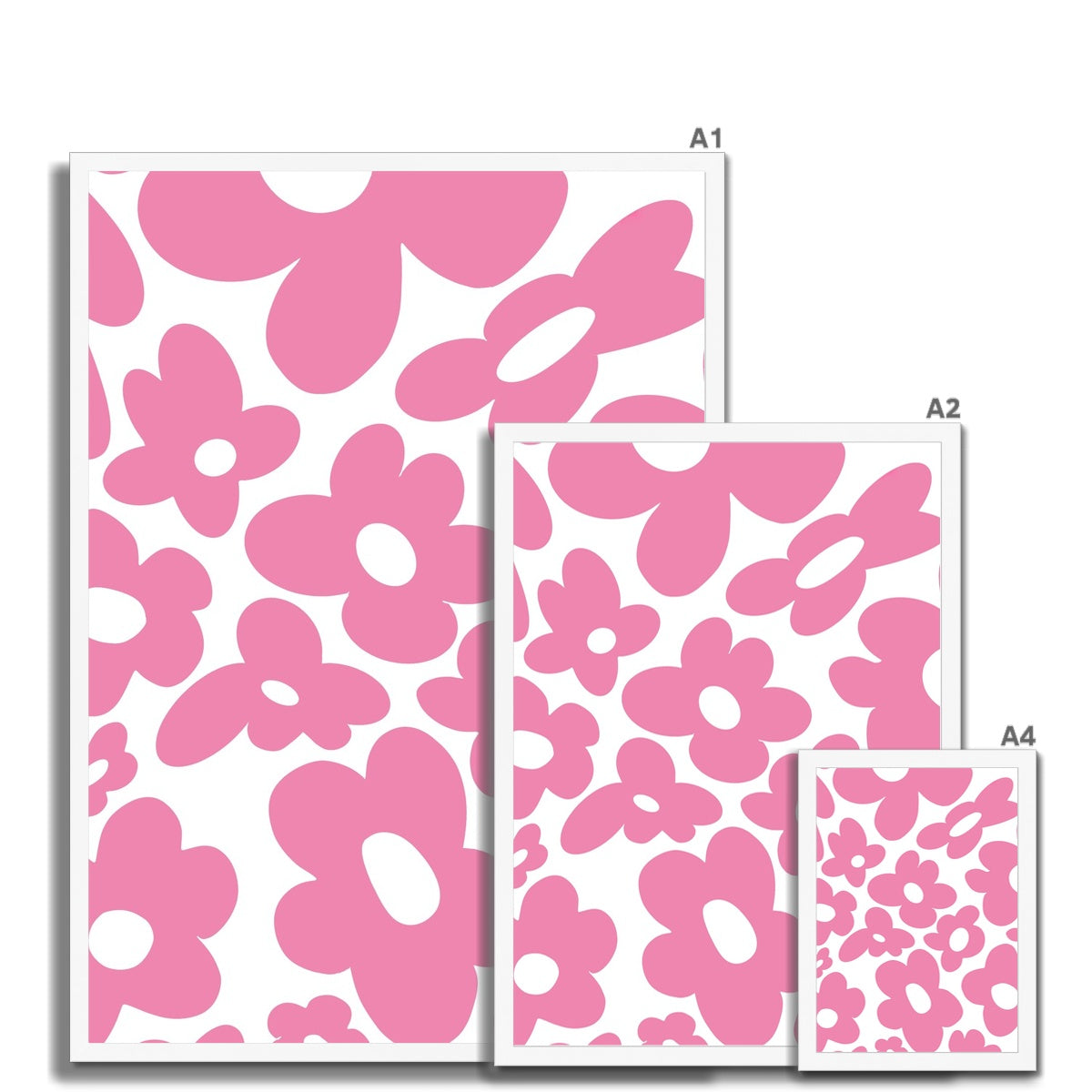 Retro flowers / Pink Framed Print