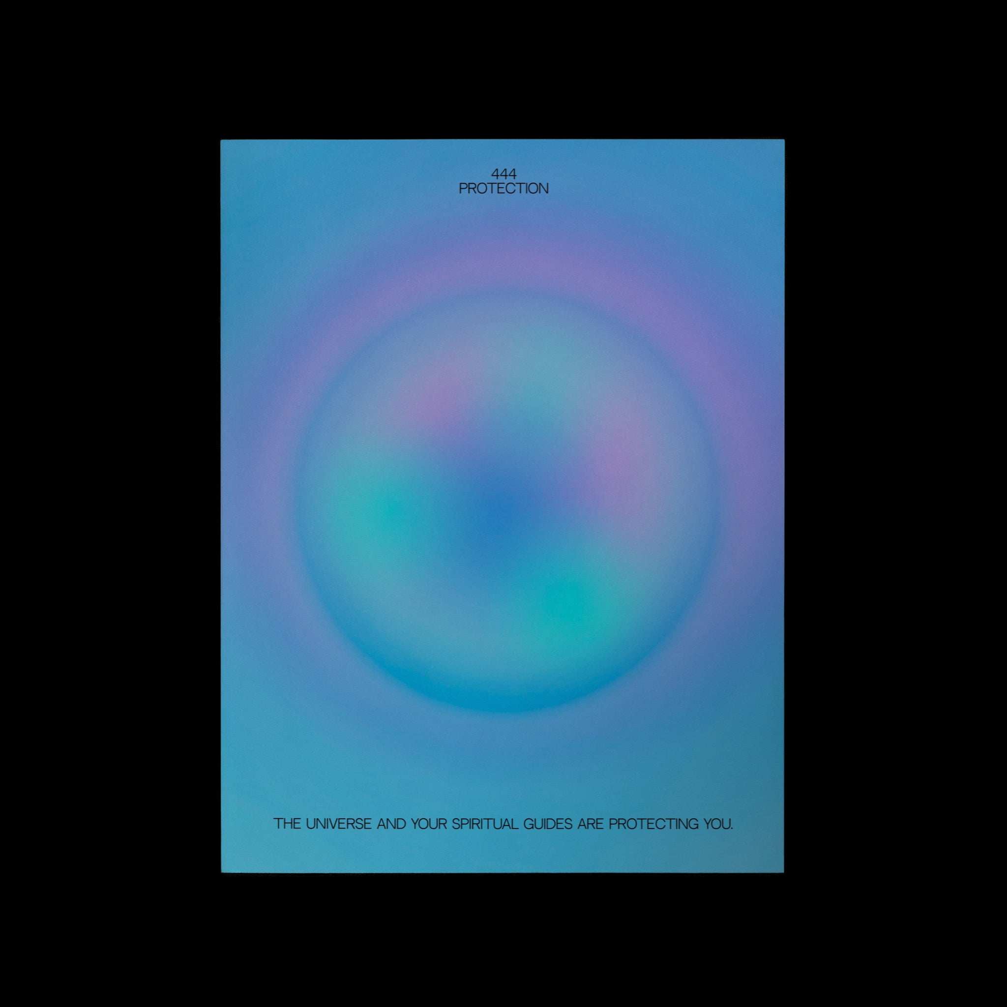 An angel number art print with a gradient aura. Add a touch of angel energy to your walls with a angel number auras. The perfect wall art posters to create a soft and dreamy aesthetic with your apartment or dorm decor. 444 Protection: The Universe And Your Spiritual Guides Are Protecting You.