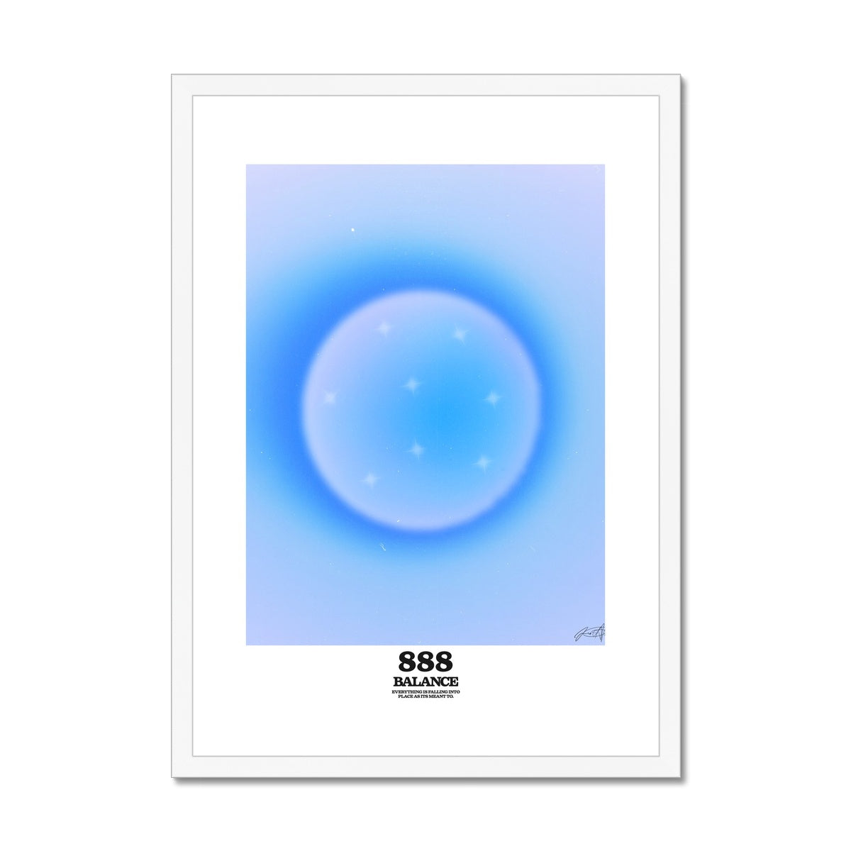 An angel number art print with a gradient aura. Add a touch of angel energy to your walls with a angel number auras. The perfect wall art posters to create a soft and dreamy aesthetic with your apartment or dorm decor. 888 Balance: Everything Is Falling Into Place As It’s Meant To Be.