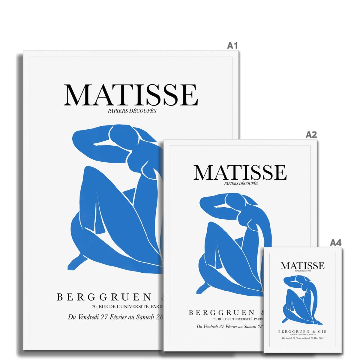 © les muses / Matisse wall art prints featuring nude figure cut outs or "Papiers Découpés" in a danish pastel style. Matisse exhibition posters with paper cut-outs. Berggruen & Cie museum prints for your gallery wall.