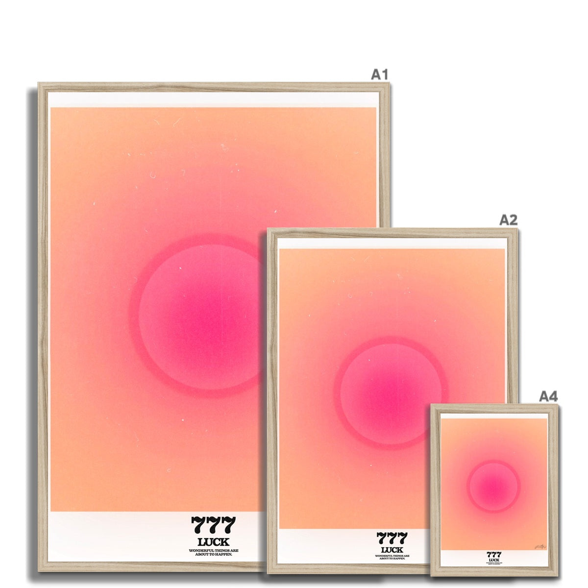 An angel number art print with a gradient aura. Add a touch of angel energy to your walls with a angel number auras. The perfect wall art posters to create a soft and dreamy aesthetic with your apartment or dorm decor. 777 Luck: Wonderful Things Are About To Happen