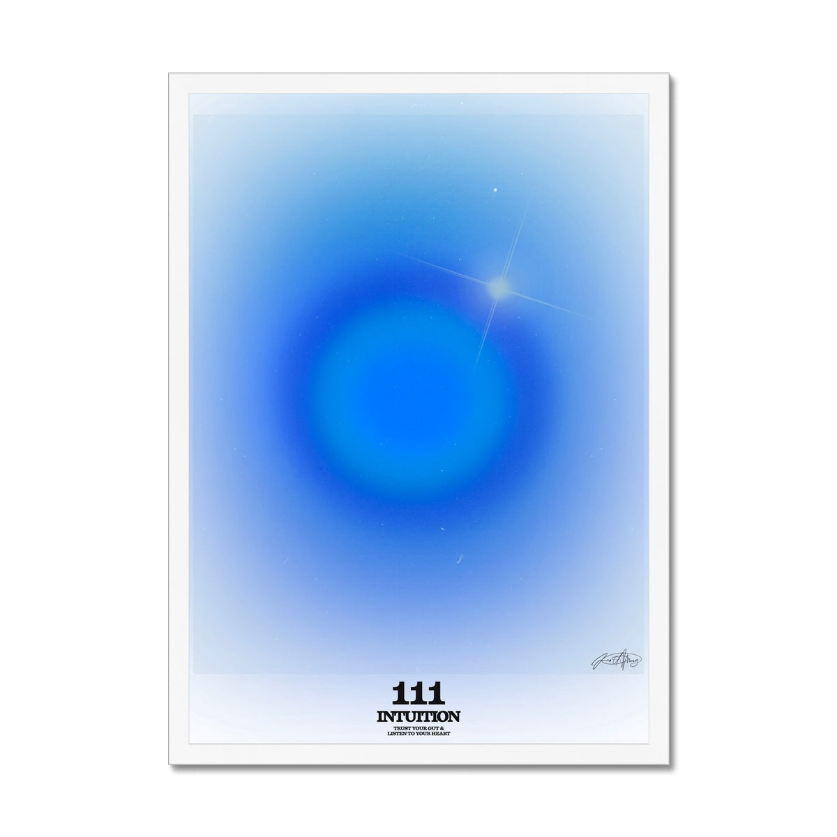 An angel number art print with a gradient aura. Add a touch of angel energy to your walls with a angel number auras. The perfect wall art posters to create a soft and dreamy aesthetic with your apartment or dorm decor. 111 Intuition: Trust Your Gut & Listen To Your Heart