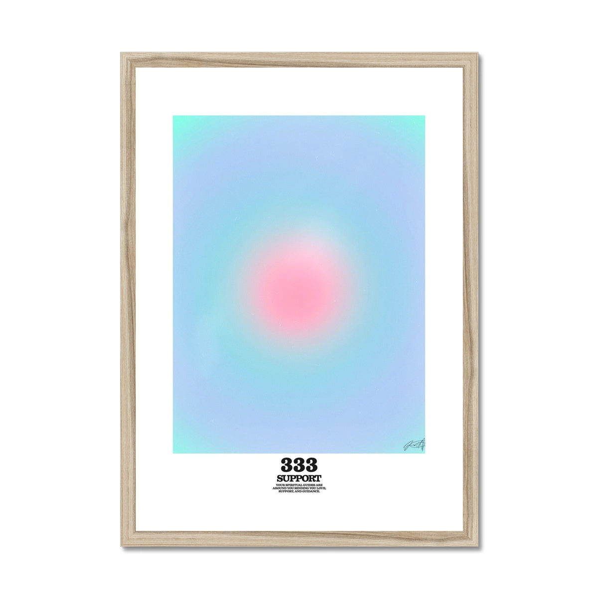 An angel number art print with a gradient aura. Add a touch of angel energy to your walls with a angel number auras. The perfect wall art posters to create a soft and dreamy aesthetic with your apartment or dorm decor. 333 Support: Your Spiritual Guides Are All Around You Sending You Love, Support And Guidance.