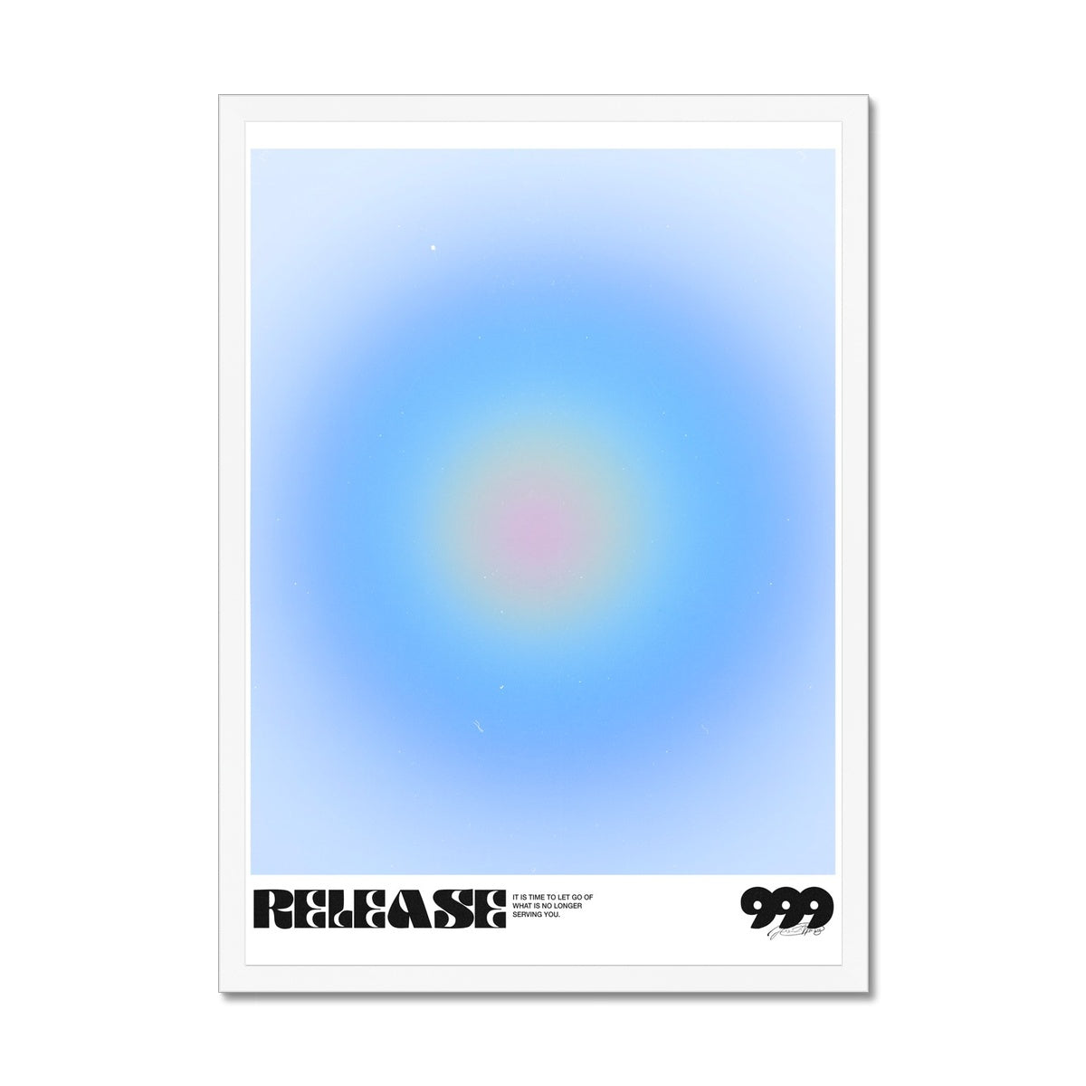 An angel number art print with a gradient aura. Add a touch of angel energy to your walls with a angel number auras. The perfect wall art posters to create a soft and dreamy aesthetic with your apartment or dorm decor. 999 Release: It’s Time To Let Go Of What’s No Longer Serving You.