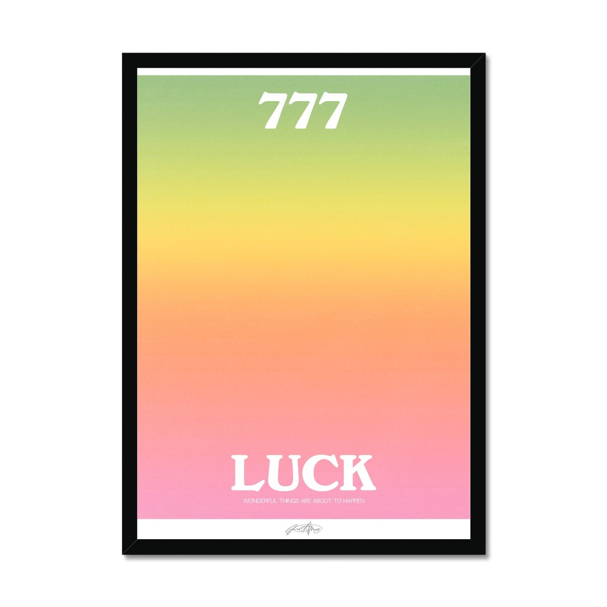 An angel number art print with a gradient aura. Add a touch of angel energy to your walls with a angel number auras. The perfect wall art posters to create a soft and dreamy aesthetic with your apartment or dorm decor. 777 Luck: Wonderful Things Are About To Happen