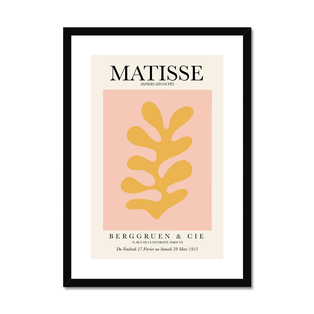 © les muses / Matisse wall art prints featuring flora cut outs or "Papiers Découpés" in a danish pastel style. Matisse exhibition posters with paper cut-outs. Berggruen & Cie museum prints for your gallery wall.