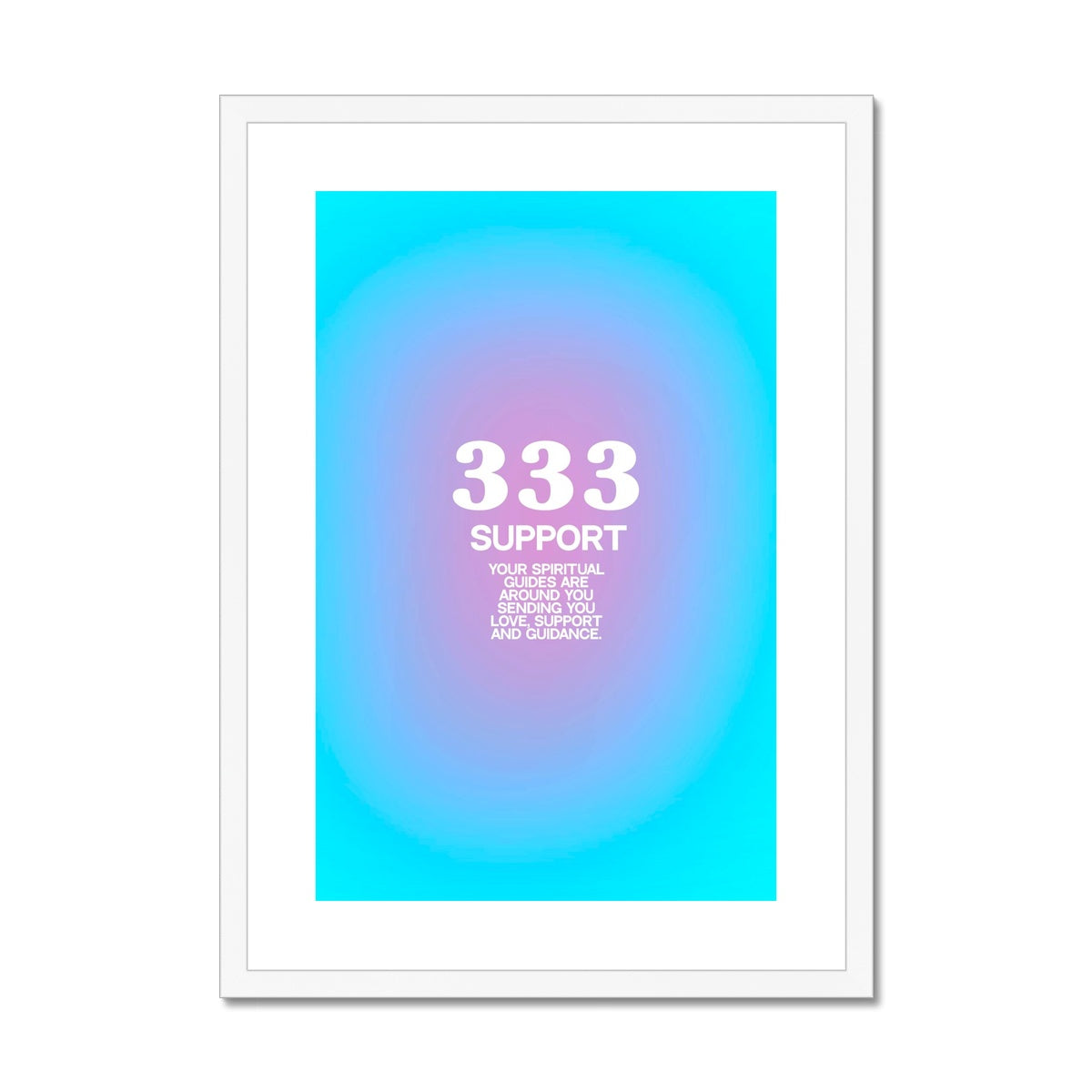 An angel number art print with a gradient aura. Add a touch of angel energy to your walls with a angel number auras. The perfect wall art posters to create a soft and dreamy aesthetic with your apartment or dorm decor. 333 Support: Your Spiritual Guides Are All Around You Sending You Love, Support And Guidance.