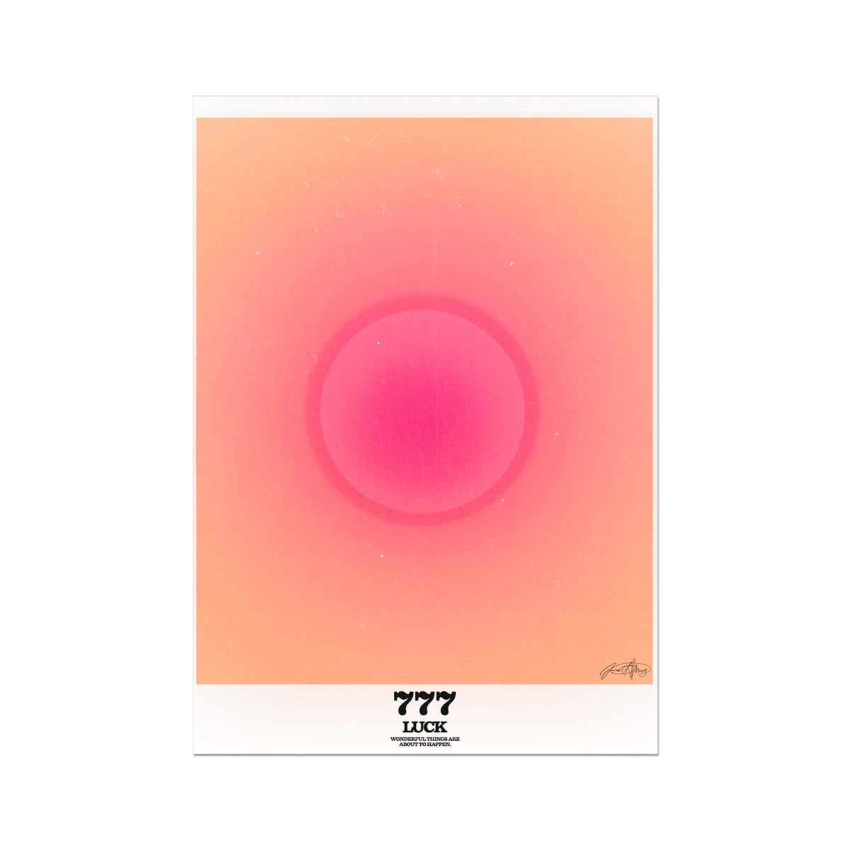 An angel number art print with a gradient aura. Add a touch of angel energy to your walls with a angel number auras. The perfect wall art posters to create a soft and dreamy aesthetic with your apartment or dorm decor. 777 Luck: Wonderful Things Are About To Happen