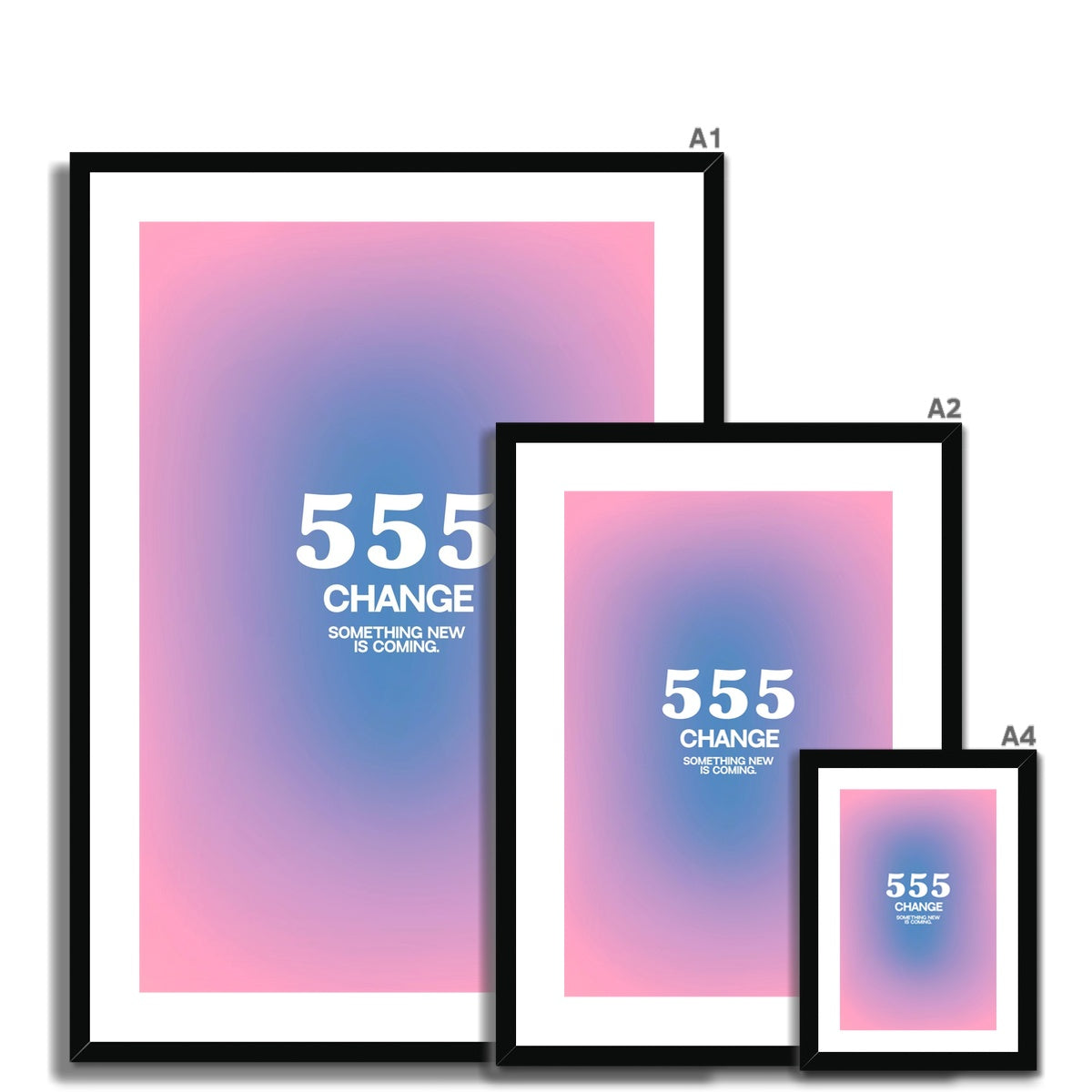 An angel number art print with a gradient aura. Add a touch of angel energy to your walls with a angel number auras. The perfect wall art posters to create a soft and dreamy aesthetic with your apartment or dorm decor. 555 Change: Something New Is Coming.