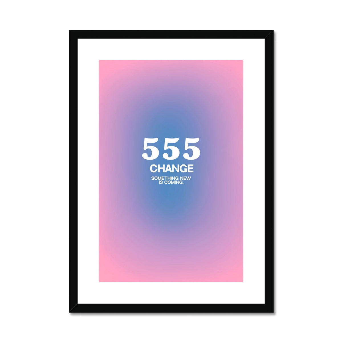 An angel number art print with a gradient aura. Add a touch of angel energy to your walls with a angel number auras. The perfect wall art posters to create a soft and dreamy aesthetic with your apartment or dorm decor. 555 Change: Something New Is Coming.