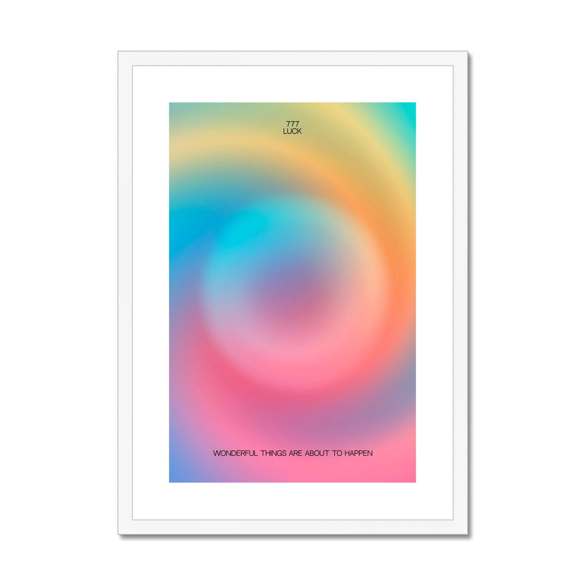 An angel number art print with a gradient aura. Add a touch of angel energy to your walls with a angel number auras. The perfect wall art posters to create a soft and dreamy aesthetic with your apartment or dorm decor. 777 Luck: Wonderful Things Are About To Happen