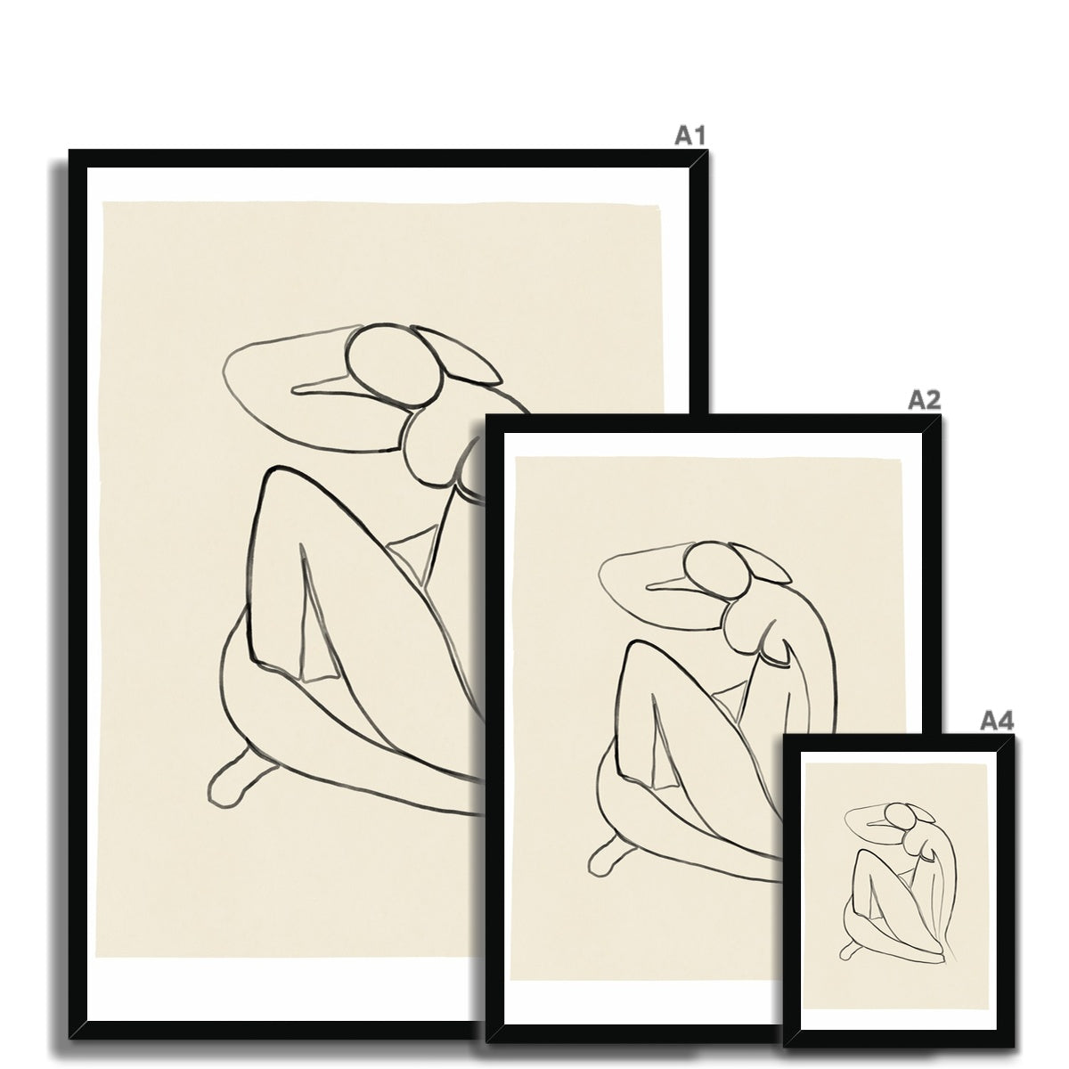 © les muses / Matisse wall art prints featuring nude figure cut outs or "Papiers Découpés" in a danish pastel style. Matisse exhibition posters with paper cut-outs. Berggruen & Cie museum prints for your gallery wall.