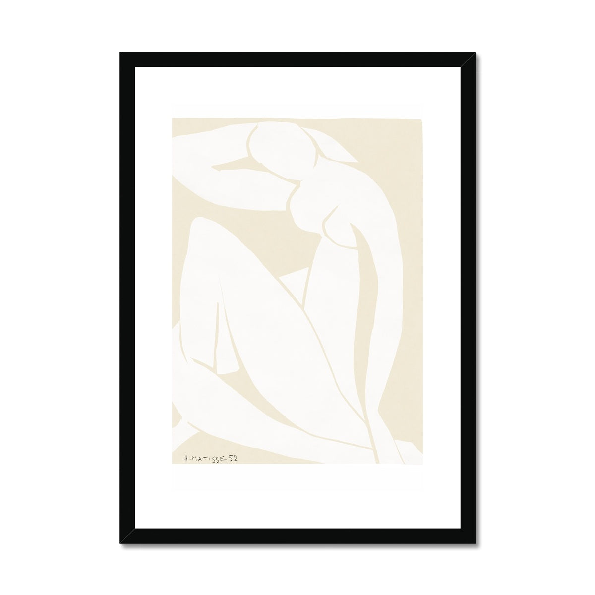 © les muses / Matisse wall art prints featuring nude figure cut outs or "Papiers Découpés" in a danish pastel style. Matisse exhibition posters with paper cut-outs. Berggruen & Cie museum prints for your gallery wall.