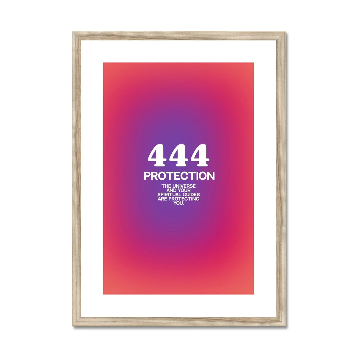 An angel number art print with a gradient aura. Add a touch of angel energy to your walls with a angel number auras. The perfect wall art posters to create a soft and dreamy aesthetic with your apartment or dorm decor. 444 Protection: The Universe And Your Spiritual Guides Are Protecting You.