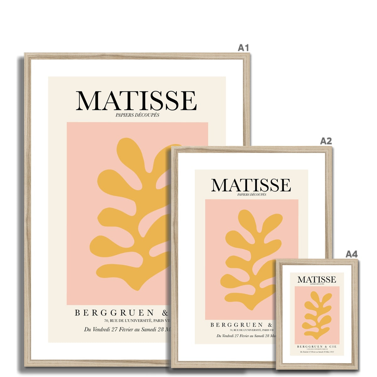 © les muses / Matisse wall art prints featuring flora cut outs or "Papiers Découpés" in a danish pastel style. Matisse exhibition posters with paper cut-outs. Berggruen & Cie museum prints for your gallery wall.