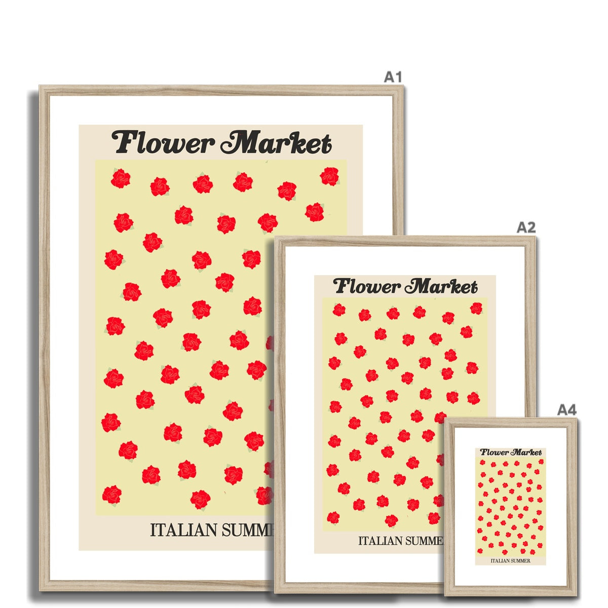 Our Flower Market collection features wall art with vibrant floral illustrations under original hand drawn typography. Danish pastel posters full of flowers that will brighten up any gallery wall. The full resolution art prints of our popular Flower Market and Fruit Market designs are available only from Les Muses. 