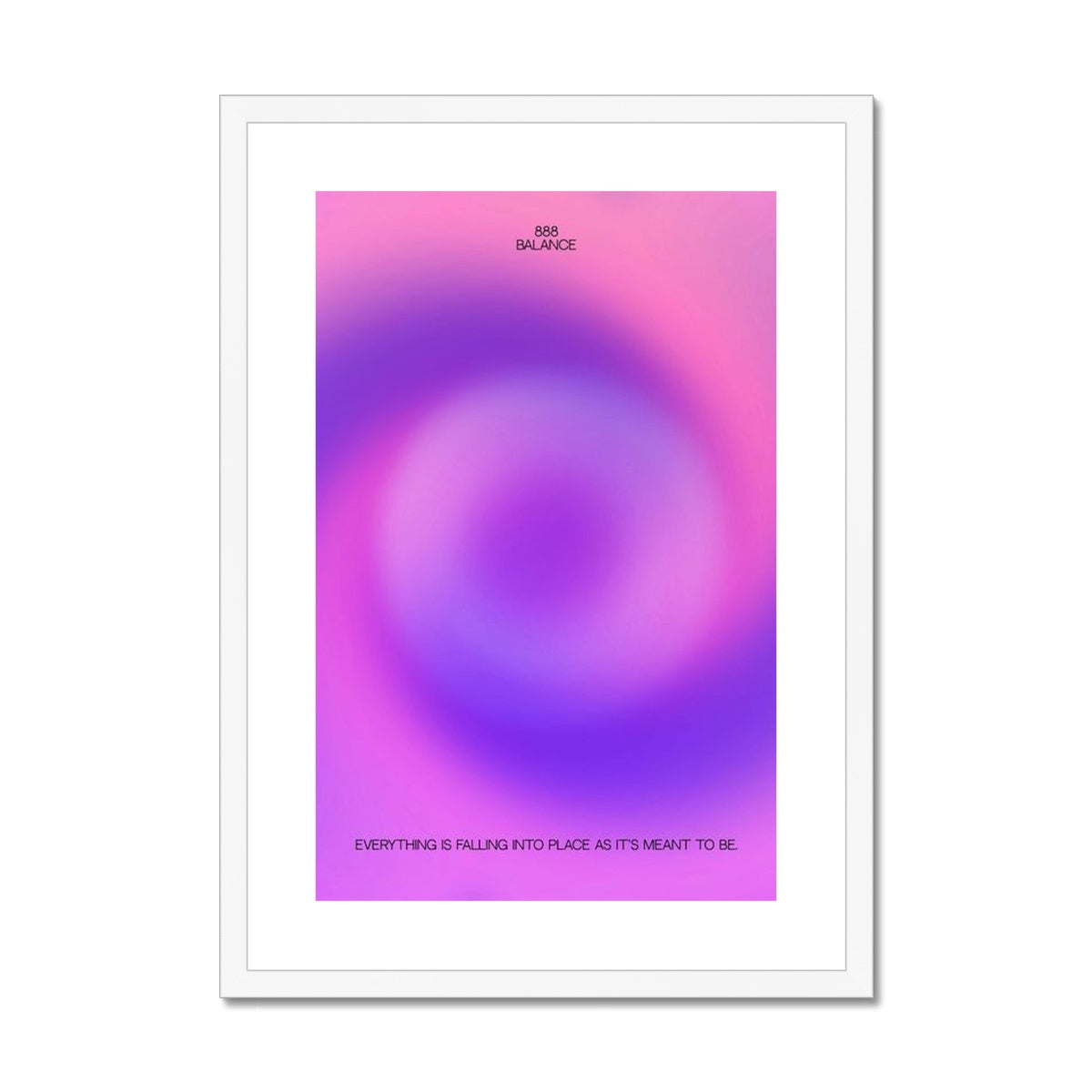 An angel number art print with a gradient aura. Add a touch of angel energy to your walls with a angel number auras. The perfect wall art posters to create a soft and dreamy aesthetic with your apartment or dorm decor. 888 Balance: Everything Is Falling Into Place As It’s Meant To Be.