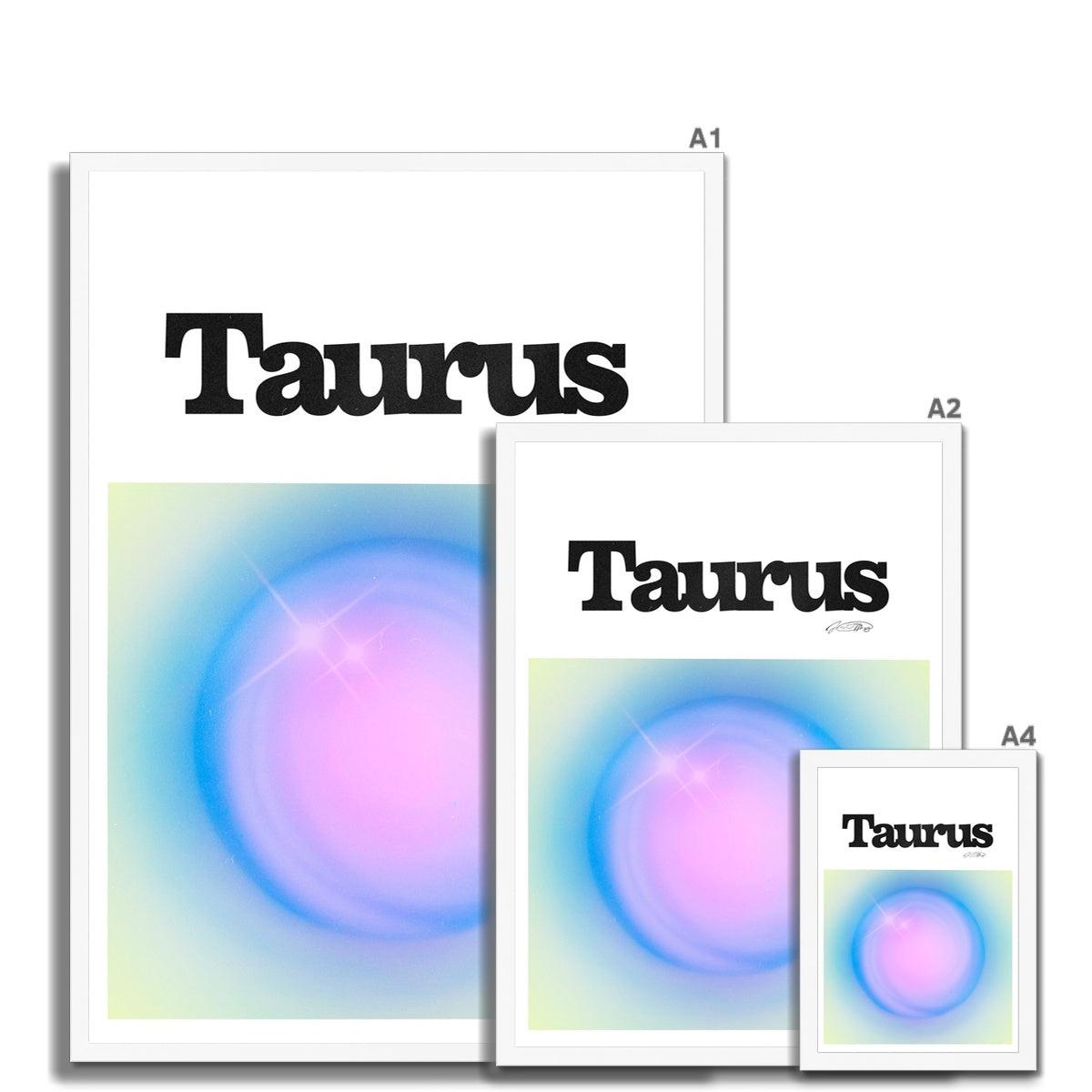 Our Taurus Aura art print is the perfect wall art to show off your star sign. Find a zodiac gradient print or poster in our astrology collection.