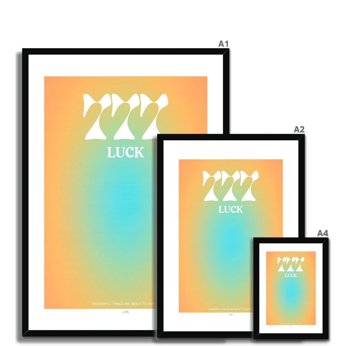 An angel number art print with a gradient aura. Add a touch of angel energy to your walls with a angel number auras. The perfect wall art posters to create a soft and dreamy aesthetic with your apartment or dorm decor. 777 Luck: Wonderful Things Are About To Happen