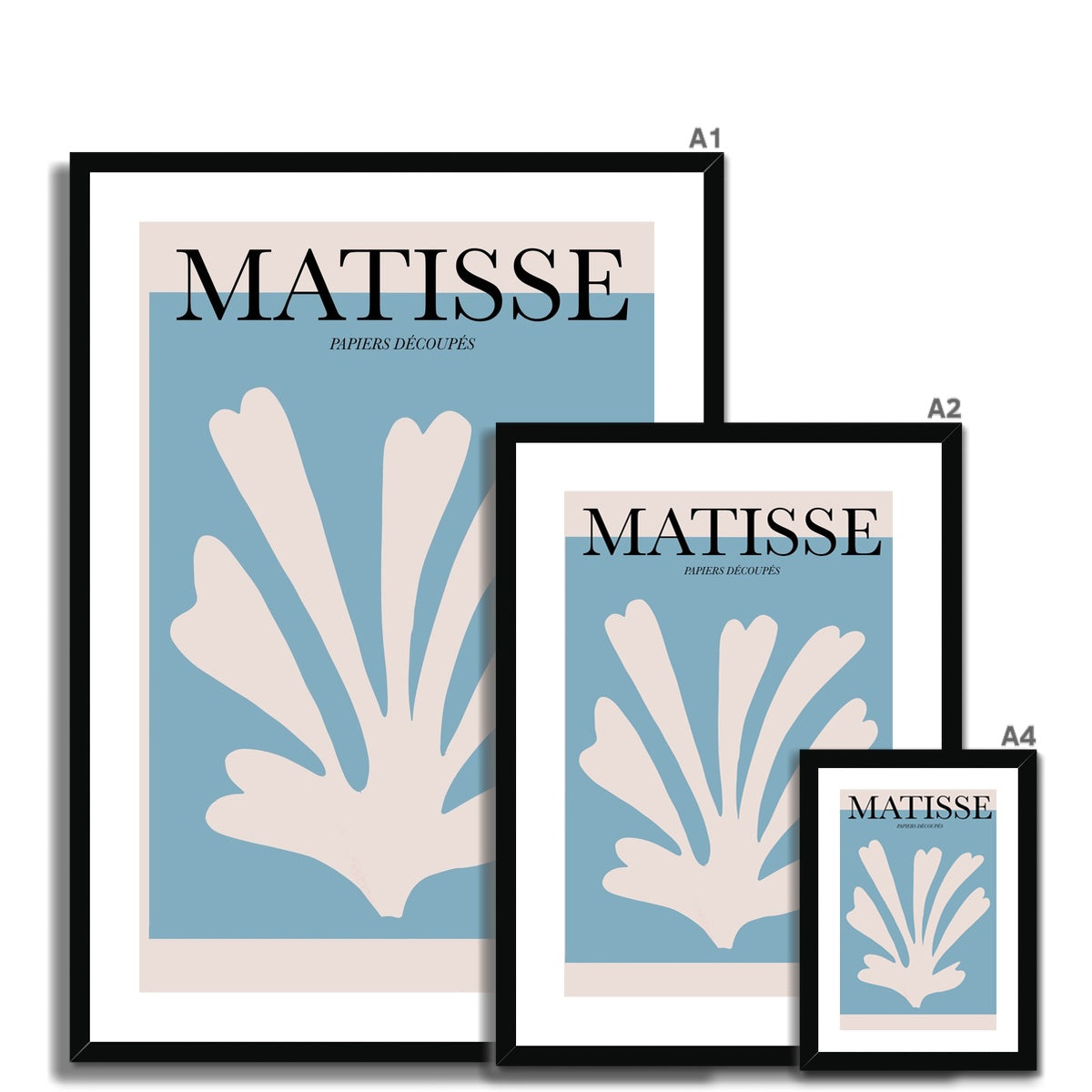 © les muses / Matisse wall art prints featuring flora cut outs or "Papiers Découpés" in a danish pastel style. Matisse exhibition posters with paper cut-outs. Berggruen & Cie museum prints for your gallery wall.