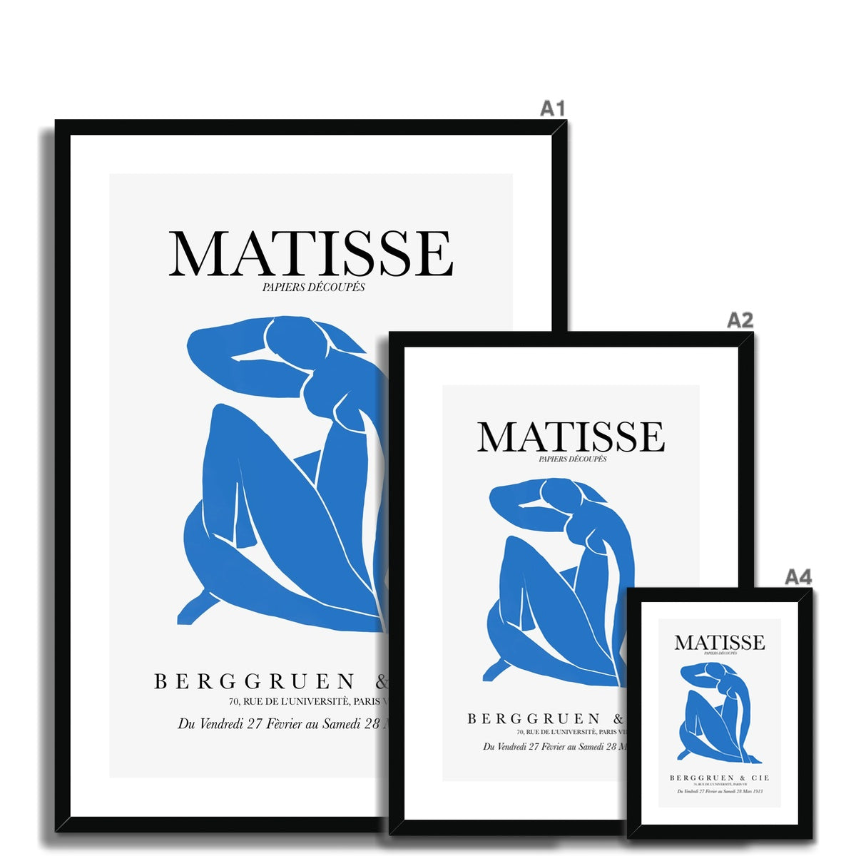 © les muses / Matisse wall art prints featuring nude figure cut outs or "Papiers Découpés" in a danish pastel style. Matisse exhibition posters with paper cut-outs. Berggruen & Cie museum prints for your gallery wall.