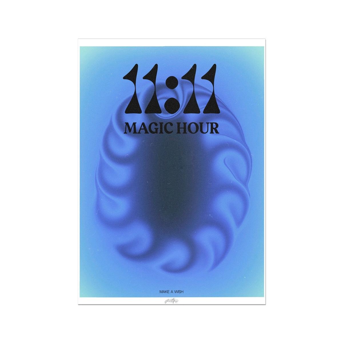 An angel number art print with a gradient aura. Add a touch of angel energy to your walls with a angel number auras. The perfect wall art posters to create a soft and dreamy aesthetic with your apartment or dorm decor. 1111 Magic Hour: Make A Wish.