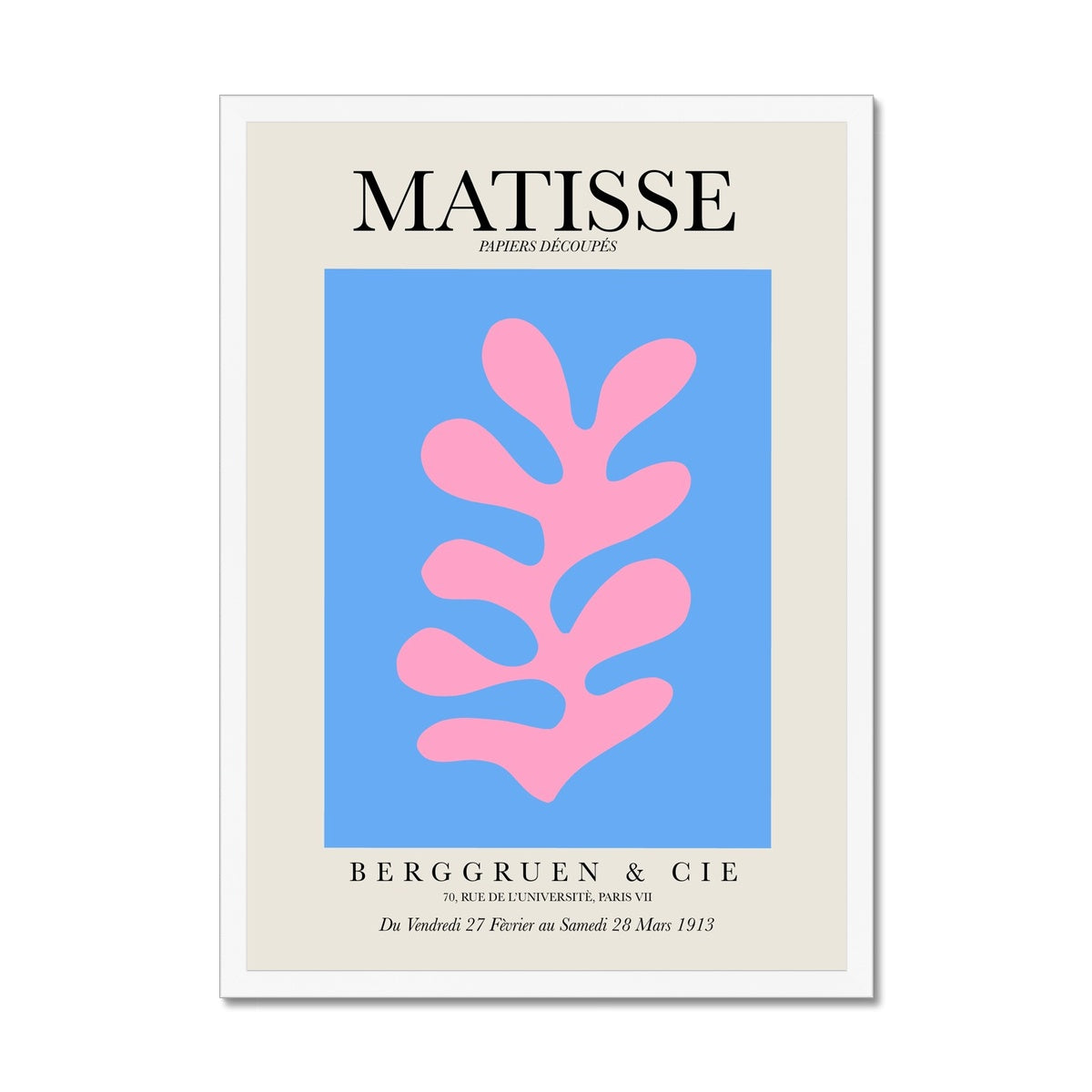 © les muses / Matisse wall art prints featuring flora cut outs or "Papiers Découpés" in a danish pastel style. Matisse exhibition posters with paper cut-outs. Berggruen & Cie museum prints for your gallery wall.