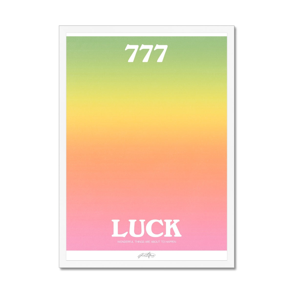 An angel number art print with a gradient aura. Add a touch of angel energy to your walls with a angel number auras. The perfect wall art posters to create a soft and dreamy aesthetic with your apartment or dorm decor. 777 Luck: Wonderful Things Are About To Happen