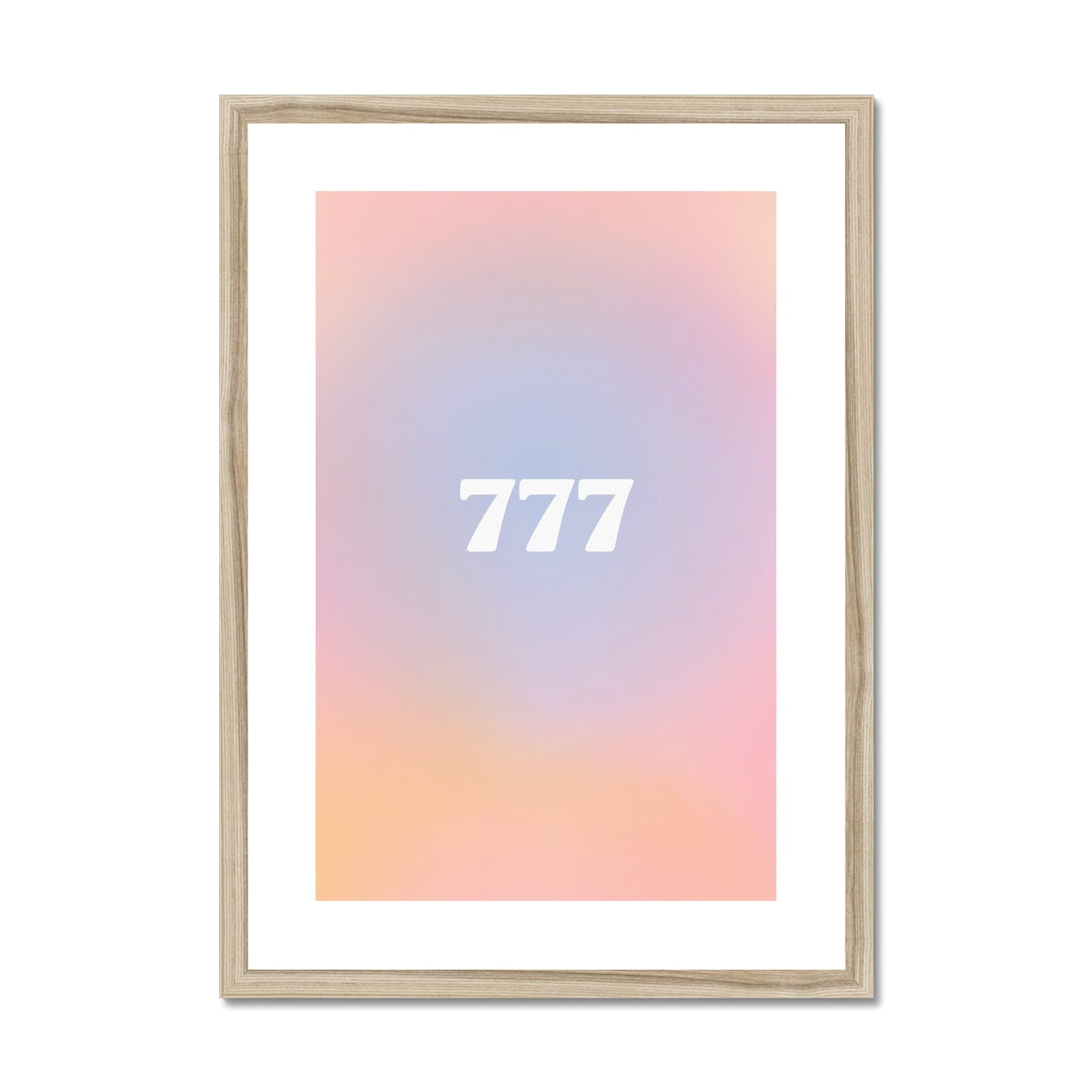 An angel number art print with a gradient aura. Add a touch of angel energy to your walls with a angel number auras. The perfect wall art posters to create a soft and dreamy aesthetic with your apartment or dorm decor. 777 Luck: Wonderful Things Are About To Happen