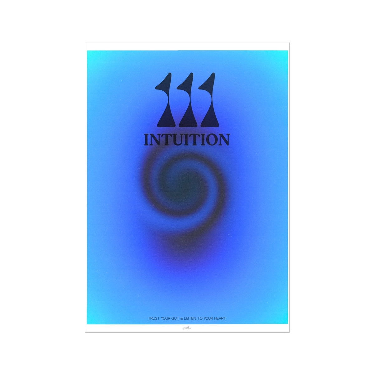 An angel number art print with a gradient aura. Add a touch of angel energy to your walls with a angel number auras. The perfect wall art posters to create a soft and dreamy aesthetic with your apartment or dorm decor. 111 Intuition: Trust Your Gut & Listen To Your Heart