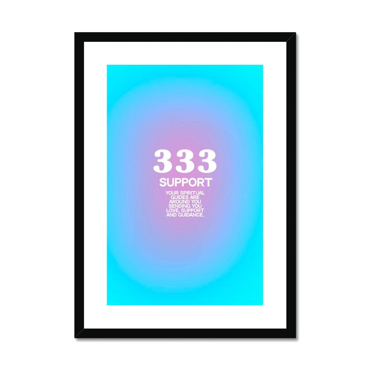 An angel number art print with a gradient aura. Add a touch of angel energy to your walls with a angel number auras. The perfect wall art posters to create a soft and dreamy aesthetic with your apartment or dorm decor. 333 Support: Your Spiritual Guides Are All Around You Sending You Love, Support And Guidance.