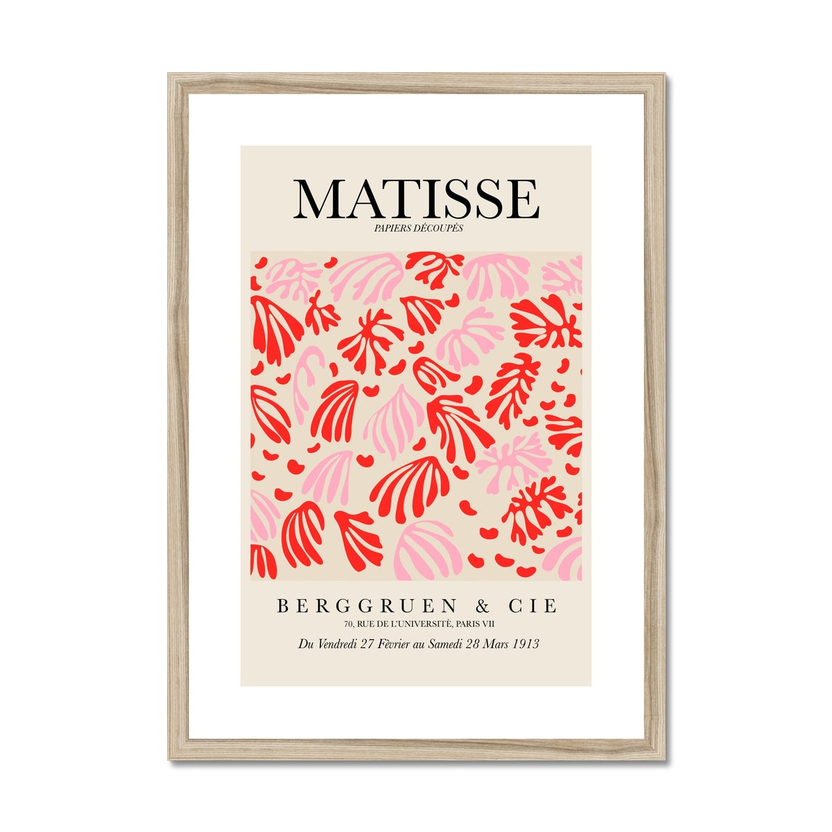 © les muses / Matisse wall art prints featuring flora cut outs or "Papiers Découpés" in a danish pastel style. Matisse exhibition posters with paper cut-outs. Berggruen & Cie museum prints for your gallery wall.