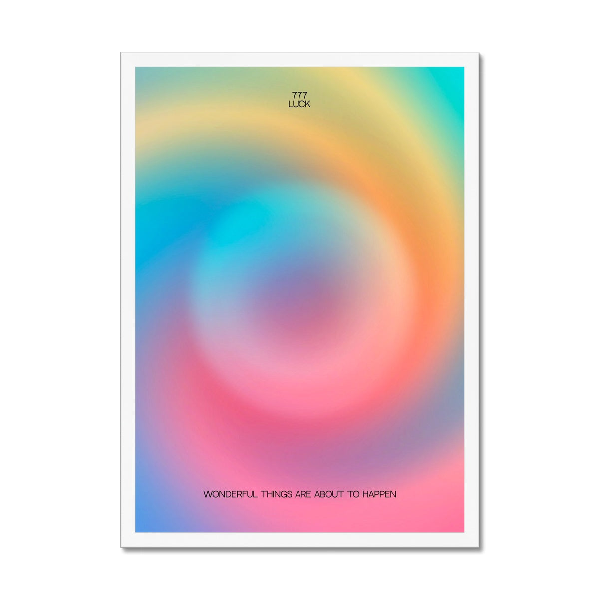 An angel number art print with a gradient aura. Add a touch of angel energy to your walls with a angel number auras. The perfect wall art posters to create a soft and dreamy aesthetic with your apartment or dorm decor. 777 Luck: Wonderful Things Are About To Happen