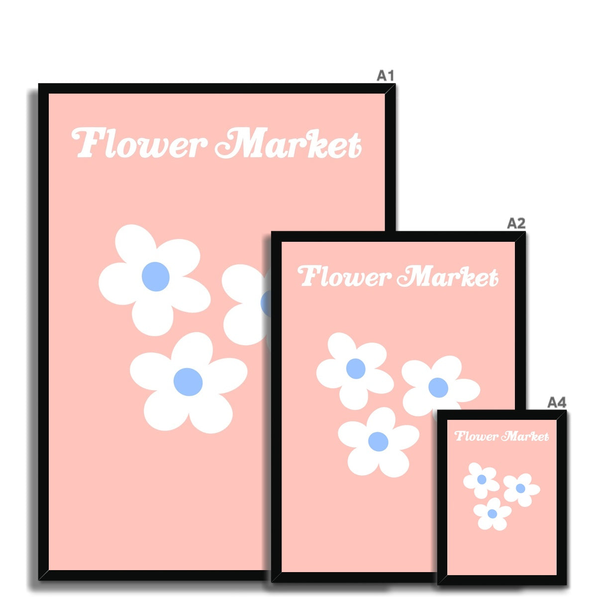 © les muses / Our Flower Market / Daisy collection features wall art with retro daisy designs under original hand drawn typography. Danish pastel posters full of daisies to brighten up any gallery wall. 