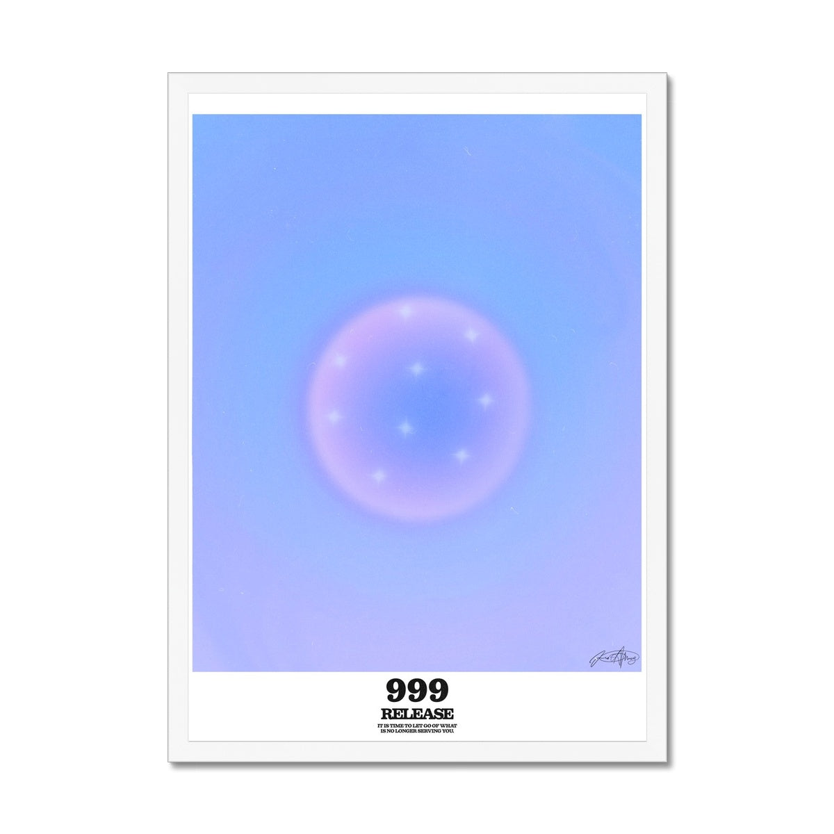 An angel number art print with a gradient aura. Add a touch of angel energy to your walls with a angel number auras. The perfect wall art posters to create a soft and dreamy aesthetic with your apartment or dorm decor. 999 Release: It’s Time To Let Go Of What’s No Longer Serving You.