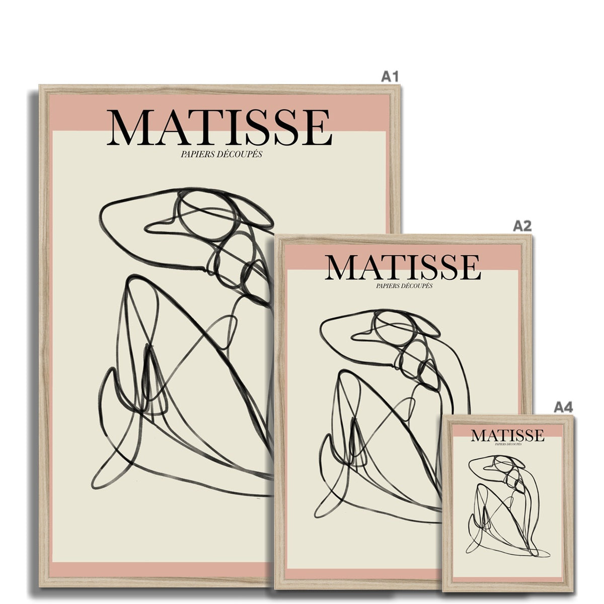 © les muses / Matisse wall art prints featuring nude figure line art or "Papiers Découpés" in a danish pastel style. Matisse exhibition posters with line art figures. Berggruen & Cie museum prints for your gallery wall. 