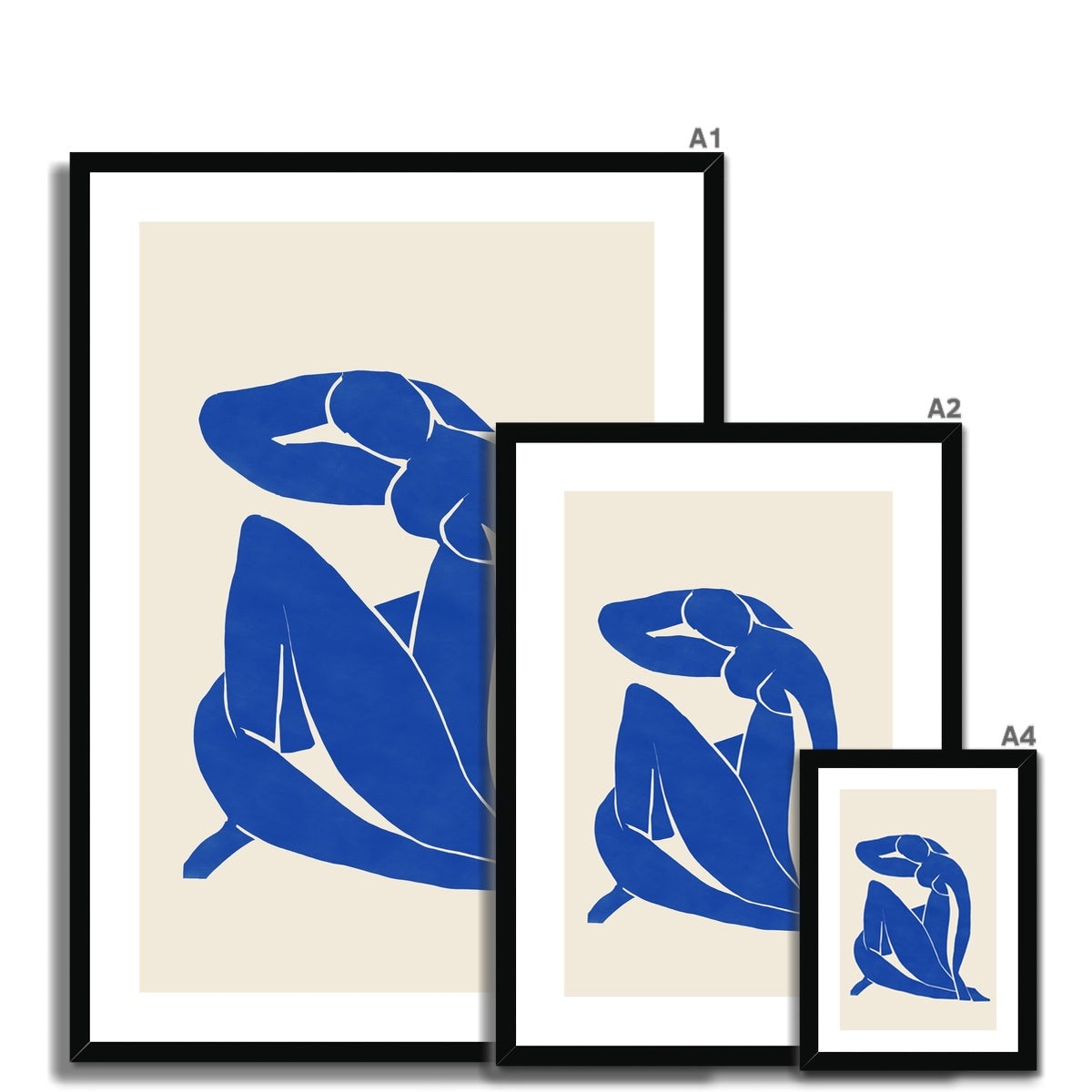 © les muses / Matisse wall art prints featuring nude figure cut outs or "Papiers Découpés" in a danish pastel style. Matisse exhibition posters with paper cut-outs. Berggruen & Cie museum prints for your gallery wall.