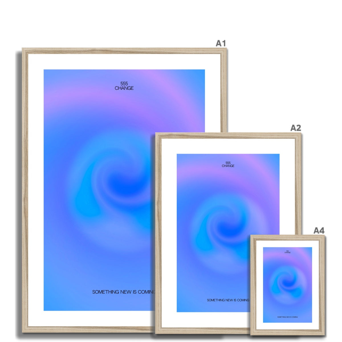 An angel number art print with a gradient aura. Add a touch of angel energy to your walls with a angel number auras. The perfect wall art posters to create a soft and dreamy aesthetic with your apartment or dorm decor. 555 Change: Something New Is Coming.