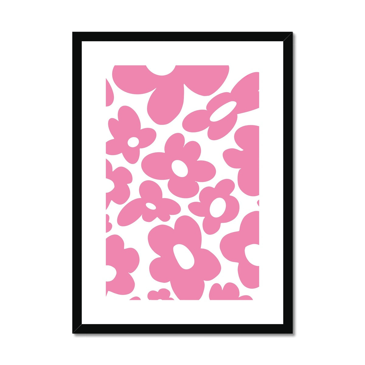 Retro flowers / Pink Framed & Mounted Print