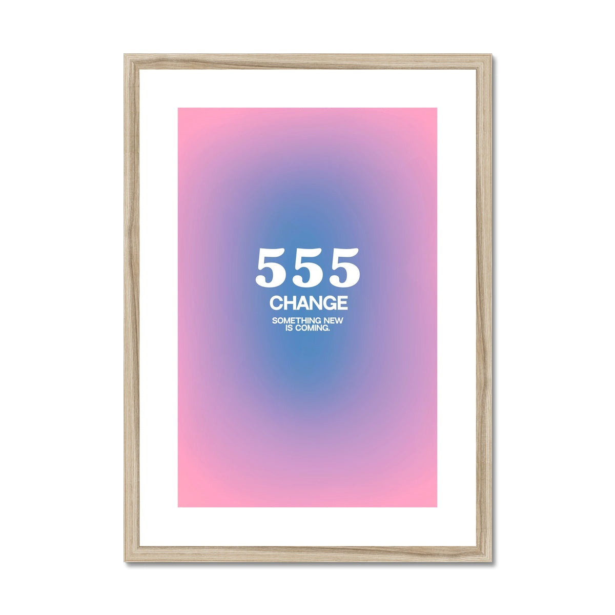 An angel number art print with a gradient aura. Add a touch of angel energy to your walls with a angel number auras. The perfect wall art posters to create a soft and dreamy aesthetic with your apartment or dorm decor. 555 Change: Something New Is Coming.