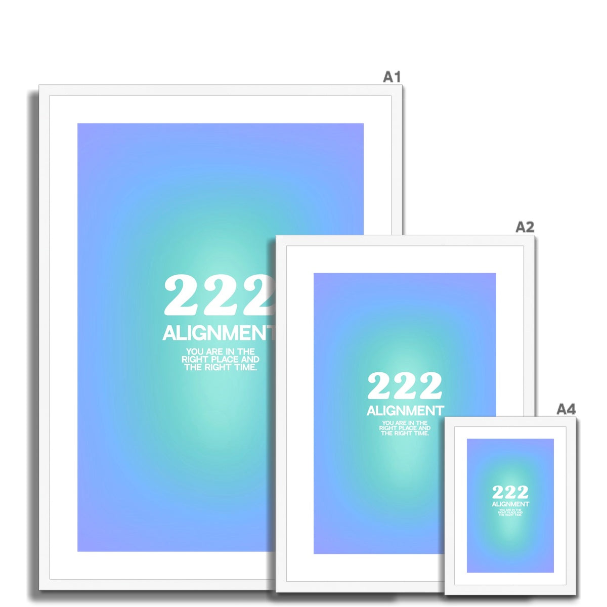 An angel number art print with a gradient aura. Add a touch of angel energy to your walls with a angel number auras. The perfect wall art posters to create a soft and dreamy aesthetic with your apartment or dorm decor. 222 Alignment: You Are In The Right Place And The Right Time.