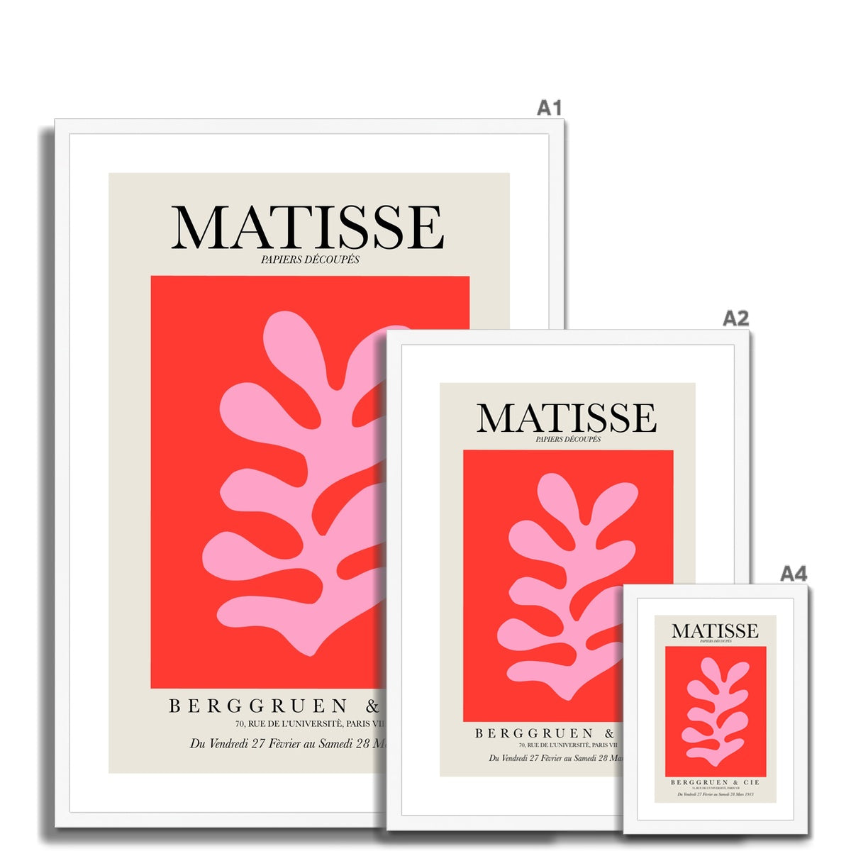 © les muses / Matisse wall art prints featuring flora cut outs or "Papiers Découpés" in a danish pastel style. Matisse exhibition posters with paper cut-outs. Berggruen & Cie museum prints for your gallery wall.