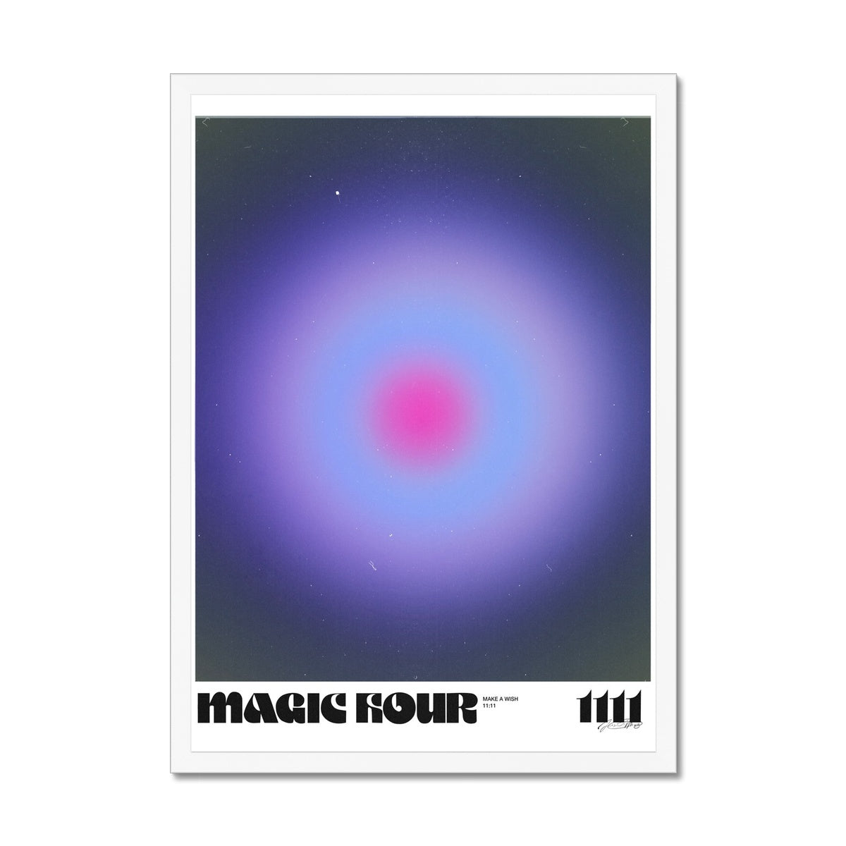 An angel number art print with a gradient aura. Add a touch of angel energy to your walls with a angel number auras. The perfect wall art posters to create a soft and dreamy aesthetic with your apartment or dorm decor. 1111 Magic Hour: Make A Wish.