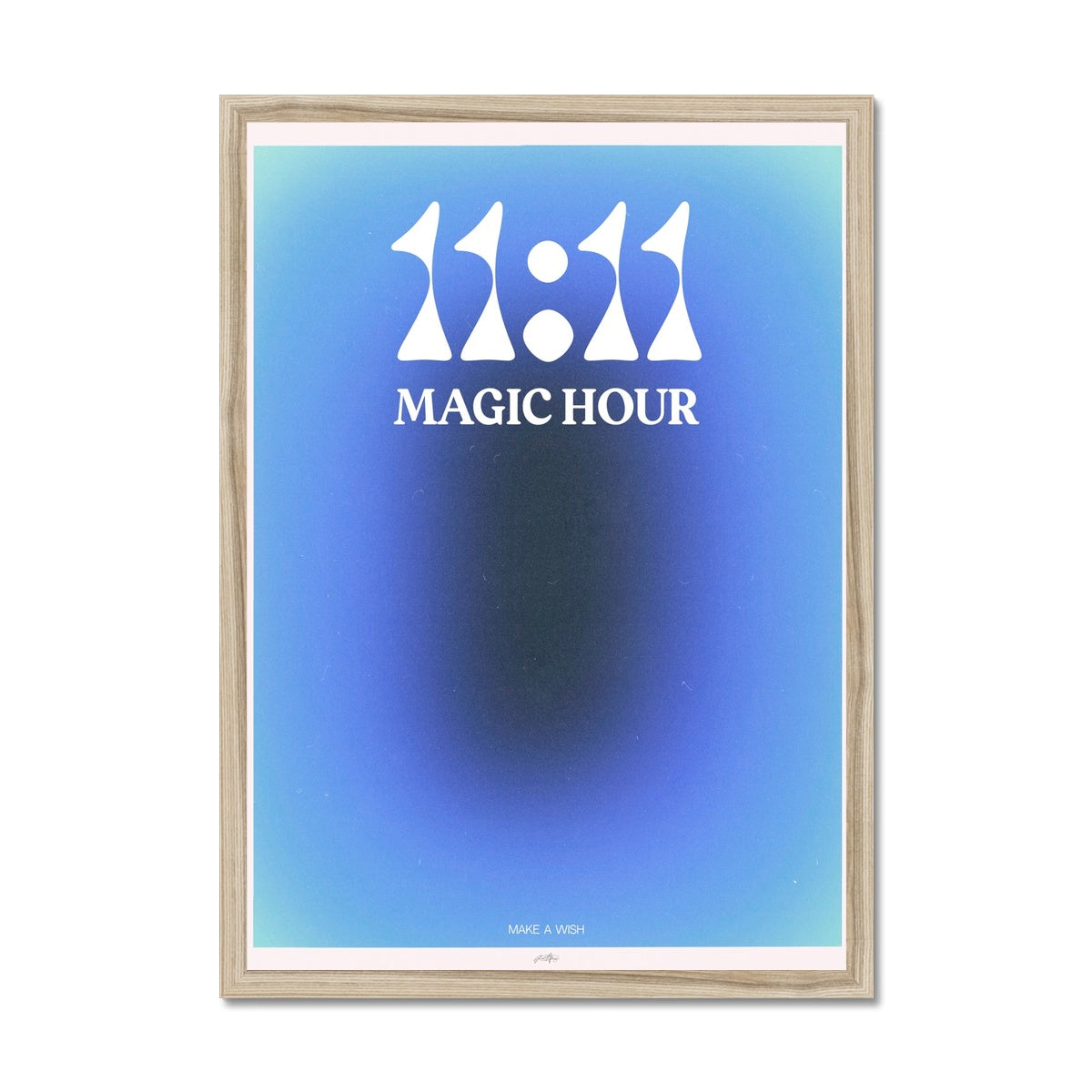 An angel number art print with a gradient aura. Add a touch of angel energy to your walls with a angel number auras. The perfect wall art posters to create a soft and dreamy aesthetic with your apartment or dorm decor. 1111 Magic Hour: Make A Wish.